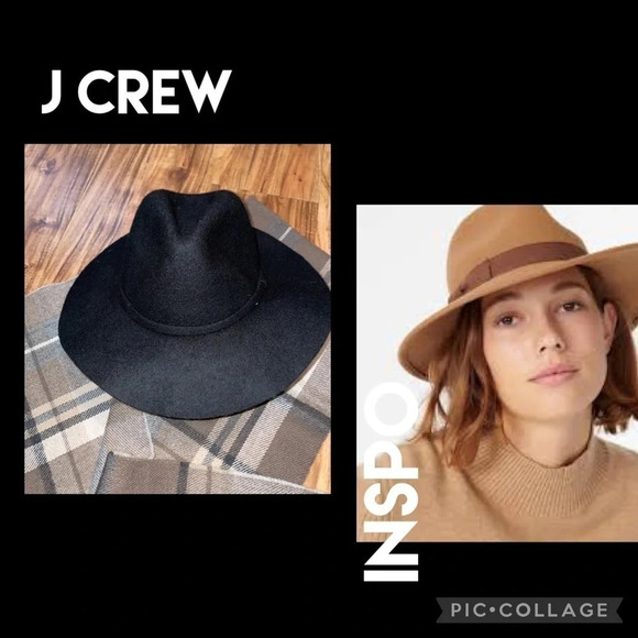 J Crew women’s hat black wool accessory fedora brim festival brunch fall winter - Picture 1 of 8